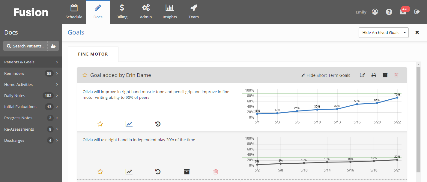 screenshot of Ensora Rehab Therapy Suite